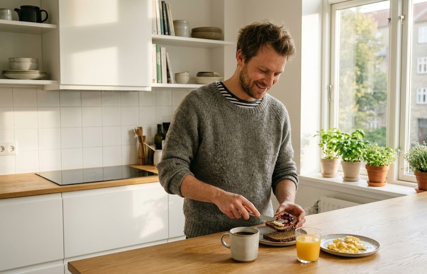 Békés reggeli környezet növényekkel